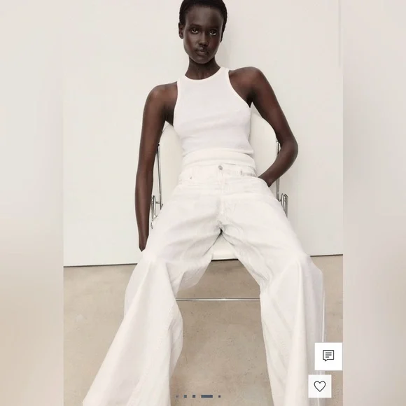 MANGO Metallic Finish Wide Leg Jeans SIZE : - Picture 6 of 16